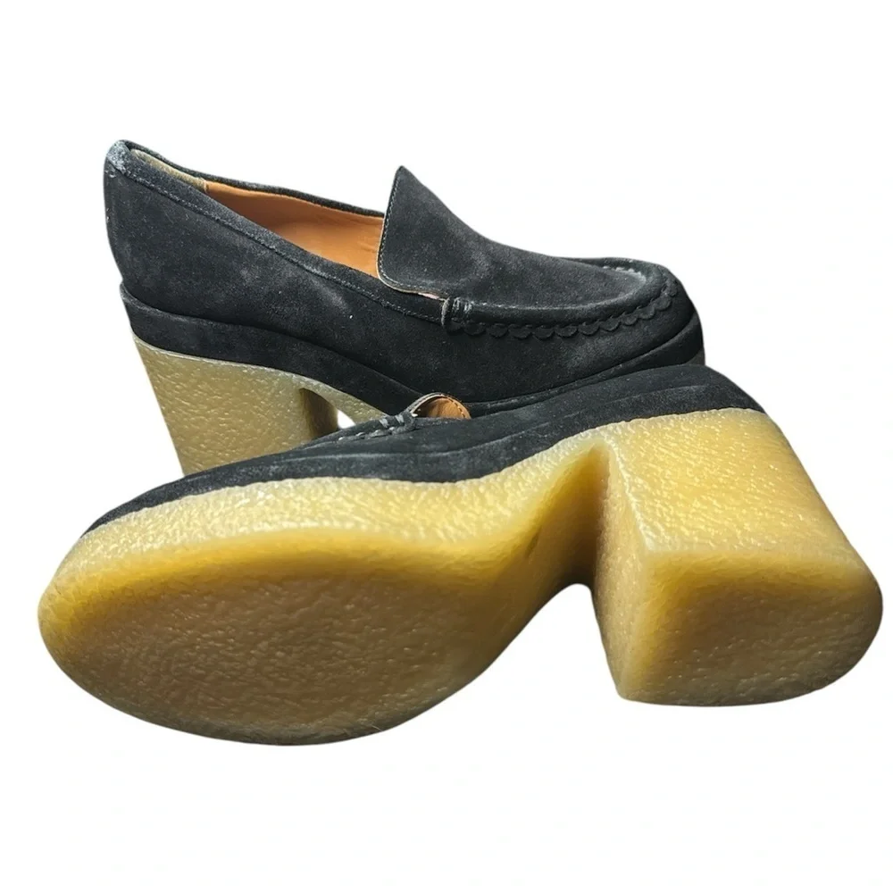 Stylish Black Suede Women's Platform Loafers